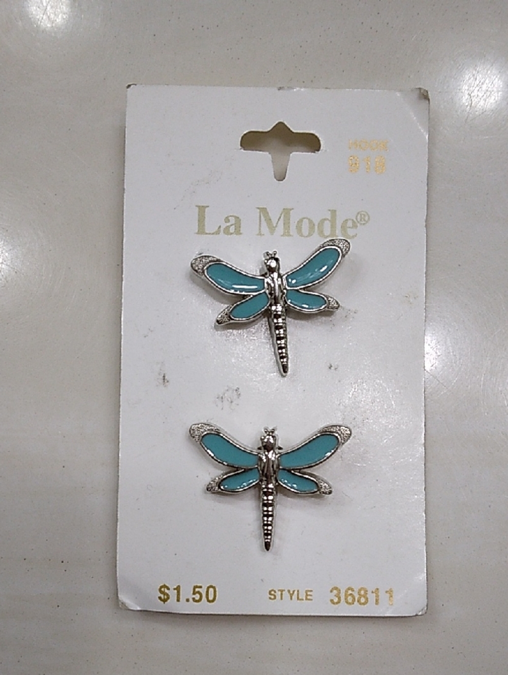 La Mode Silver and Aqua Blue Dragonfly Vintage Buttons